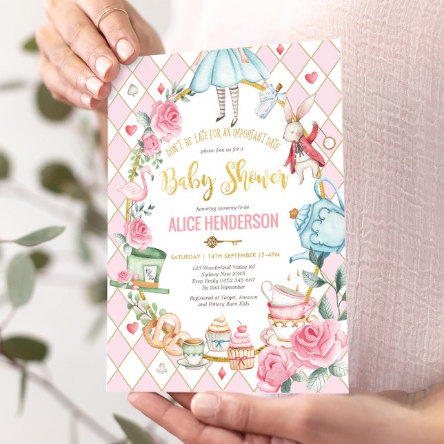 Alice in Wonderland Mad Hatter Baby Shower Tea Invitation (Creator Uploaded)