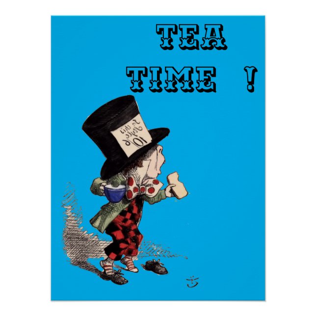 Alice in Wonderland - Mad Hatter -colour-blue bkgr Poster (Front)