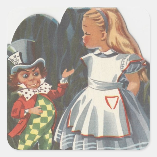 Alice In Wonderland & Mad Hatter Square Sticker (Front)