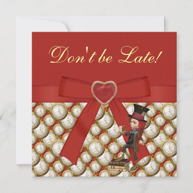 Alice in Wonderland Mad Hatter Tea Party Invites (Front)