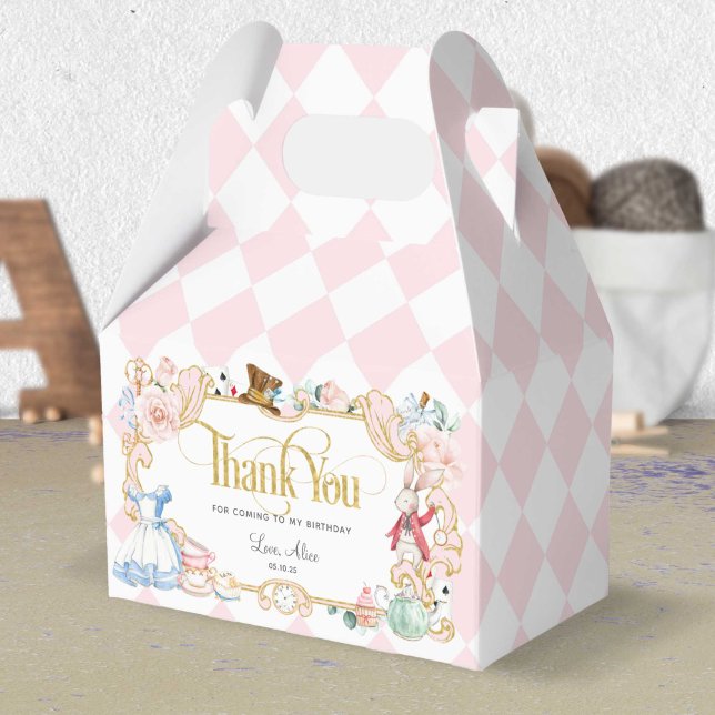 Alice in wonderland, mad hatter tea party pink  favour box (Creator Uploaded)