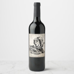 Alice in Wonderland Mad Hatter Wine Bottle Wine Label