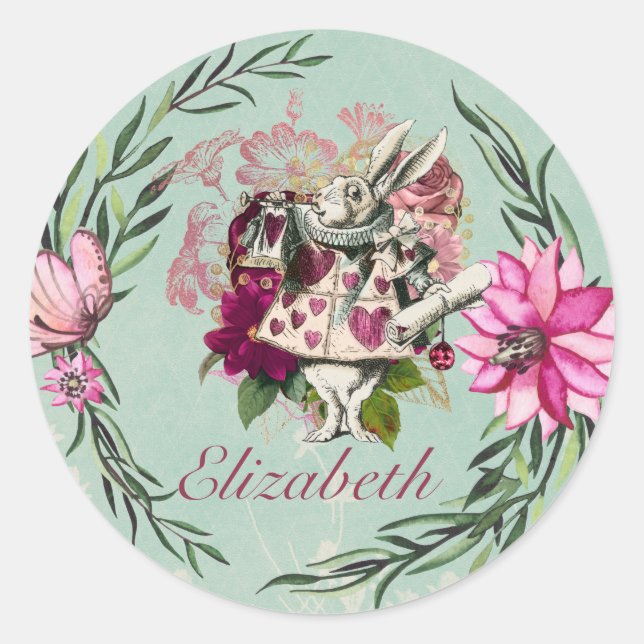 Alice In Wonderland Mad Hatters Tea Party Custom Classic Round Sticker (Front)