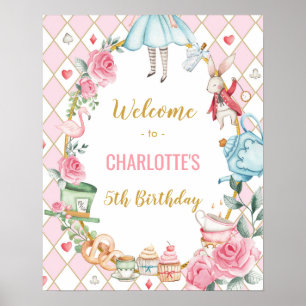Alice in Wonderland Mad Tea Birthday Party Welcome Poster