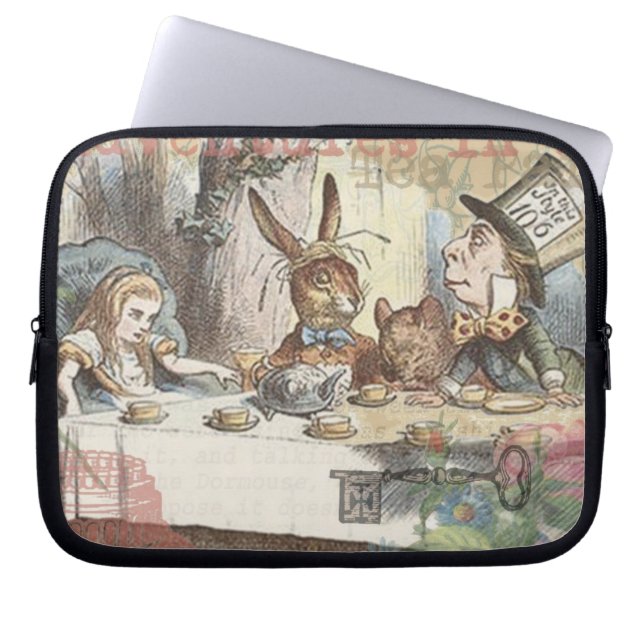 Alice in Wonderland Mad Tea Party Art Laptop Sleeve (Front)