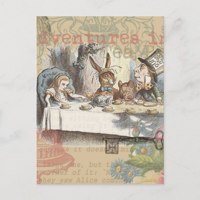 Alice in Wonderland Mad Tea Party Art Postcard (Front)