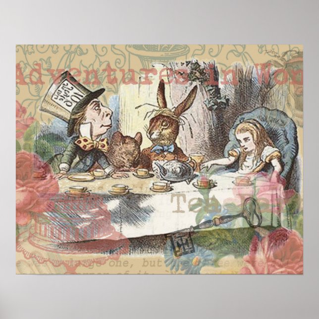 Alice in Wonderland Mad Tea Party Art Poster (Front)