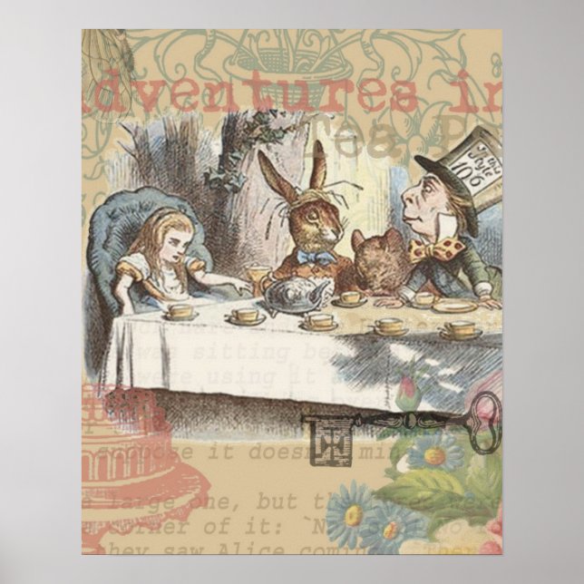 Alice in Wonderland Mad Tea Party Art Poster (Front)