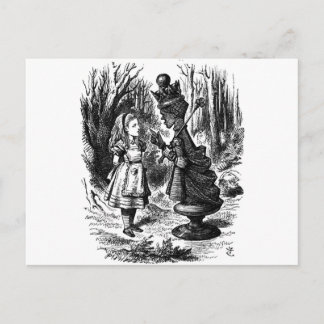 Alice in Wonderland Meets Red Queen Chess Piece Postcard