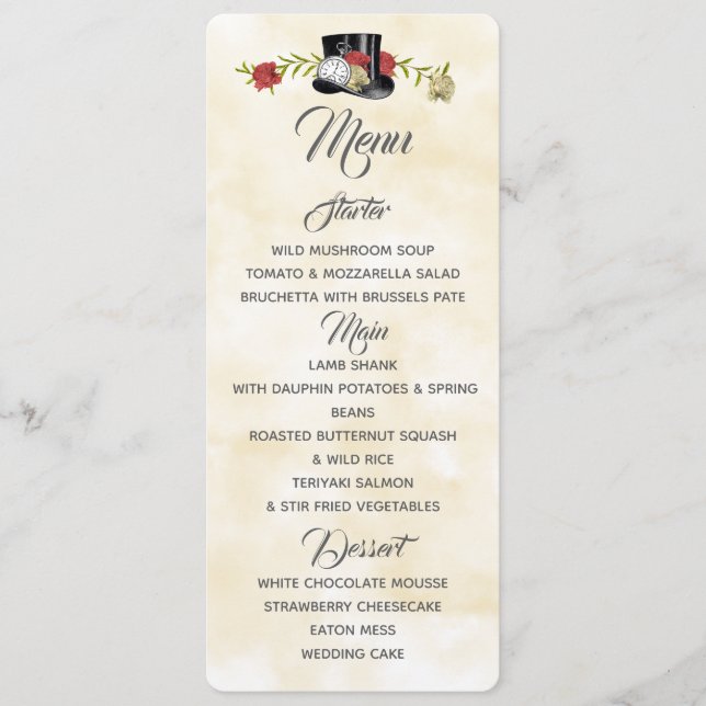 Alice in Wonderland Menu (Front)