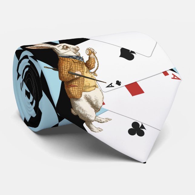 Alice in Wonderland Mr. Rabbit Mint Blue Tie (Rolled)