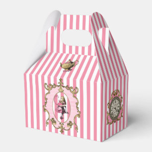 Alice in Wonderland on Pastel Pink/White Striped Favour Box