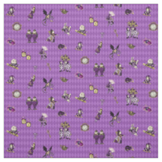Alice in Wonderland on Purple Harlequin Fabric