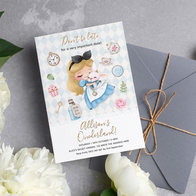 Alice in Wonderland Par-Tea First Birthday Party Invitation (Creator Uploaded)