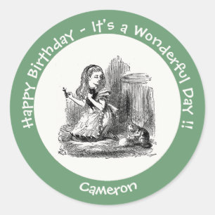 Alice in Wonderland Party - Alice and the Kitten Classic Round Sticker