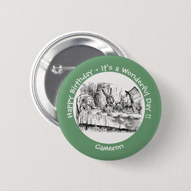 Alice in Wonderland Party - Mad Hatter's Tea Party 6 Cm Round Badge (Front & Back)