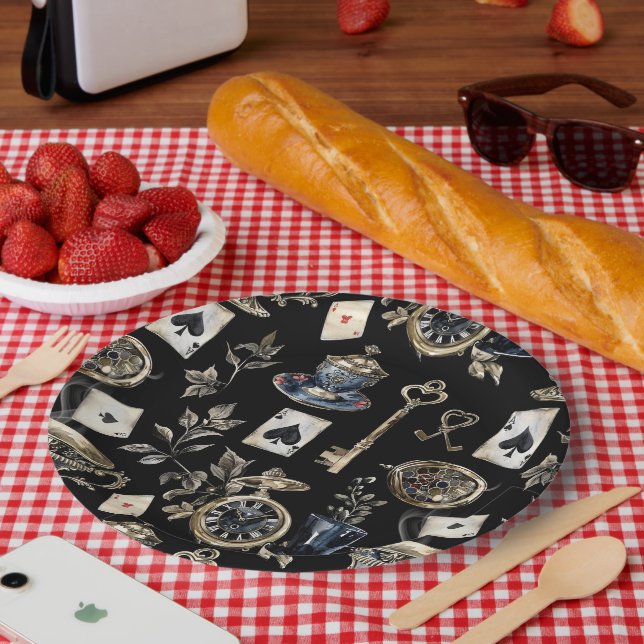 Alice in Wonderland Pattern Paper Plate (Picnic)