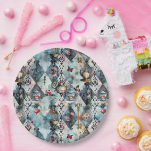 Alice in Wonderland Pattern Paper Plate