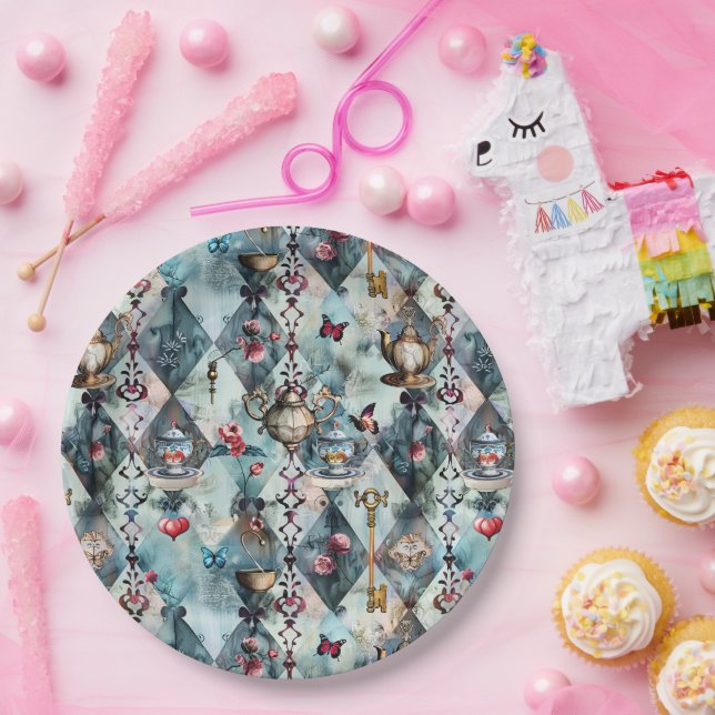 Alice in Wonderland Pattern Paper Plate (Party)