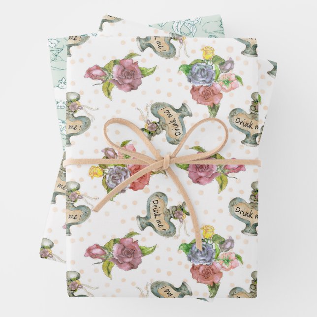 Alice in Wonderland Pattern Wrapping Paper Sheet (In situ)