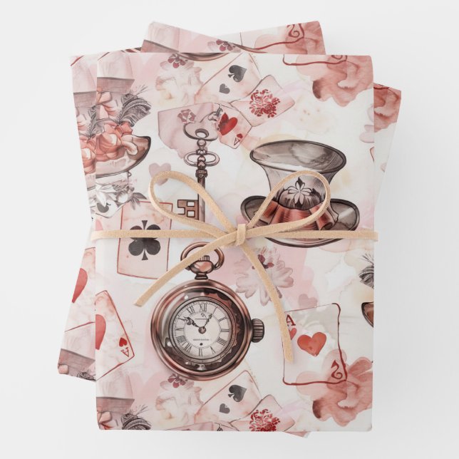 Alice in Wonderland Pattern Wrapping Paper Sheet (In situ)