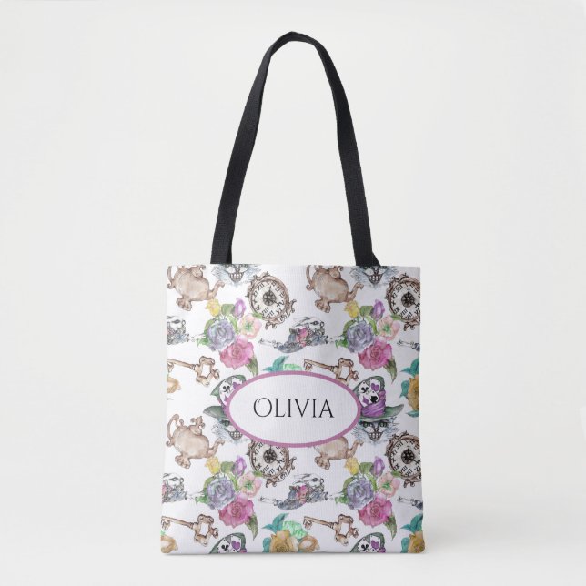 Alice in Wonderland Personalised Name Tote Bag (Front)