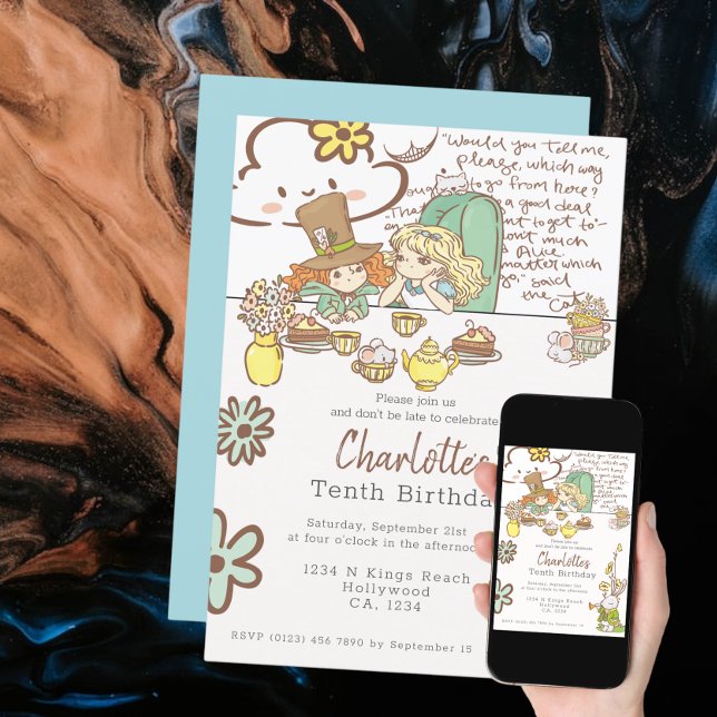 Alice in Wonderland Personalised Party Invitation (Creator Uploaded)