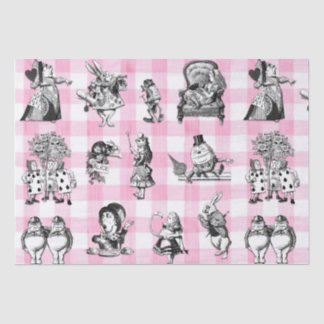 Alice In Wonderland, pink and white gingham Tissue Paper