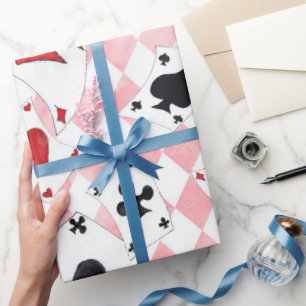 Alice in Wonderland Pink Cards Wrapping Paper