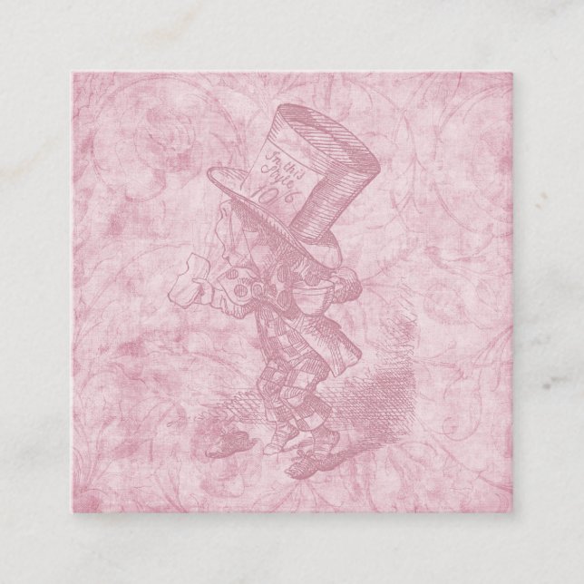 Alice in Wonderland Pink Floral Art Mad Hatter Enclosure Card (Front)