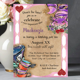 Alice in Wonderland Pink Tea Party Invitation