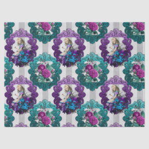 Alice in Wonderland Purple Green Frames Decoupage Tissue Paper