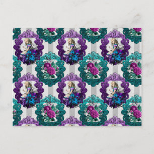 Alice in Wonderland Purple Green Frames Postcard