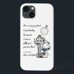 Alice in Wonderland Quotes iPhone 13 Case<br><div class="desc">“It’s no use going back to yesterday,  because I was a different person then.” 
― Lewis Carroll,  Alice in Wonderland</div>