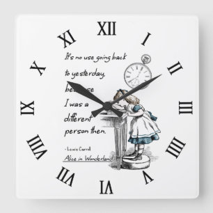 Alice in Wonderland Quotes Watch Square Wall Clock