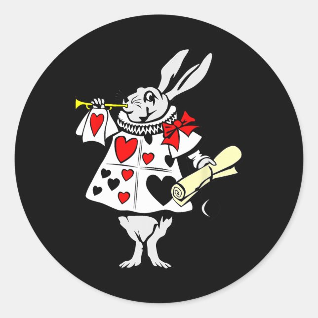Alice In Wonderland Rabbit Easter Bunny Playing Mu Classic Round Sticker (Front)