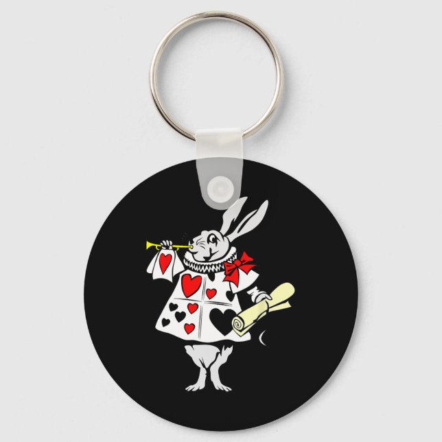Alice In Wonderland Rabbit Easter Bunny Playing Mu Key Ring (Front)