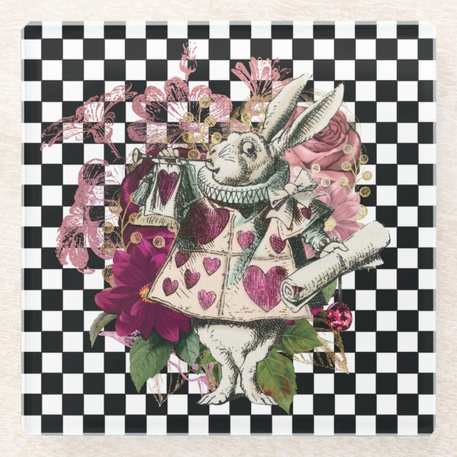 Alice in Wonderland Rabbit Glass Coaster (Front)