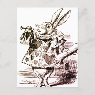 Alice in Wonderland Rabbit Queen of Hearts Herald Postcard