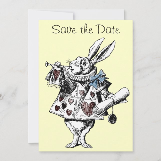 Alice in Wonderland Rabbit Save the Date Card (Front)