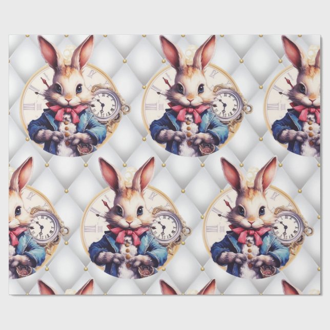 Alice In Wonderland Rabbit Wedding Theme Wrapping Paper (Flat)