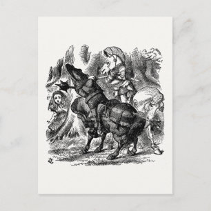 Alice in Wonderland - Red and White Knights Fight Postcard