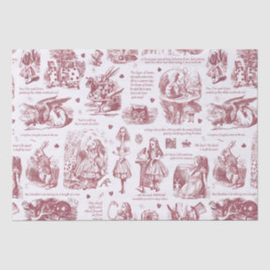 Alice in Wonderland Red Burgundy Toile Quotes Tissue Paper