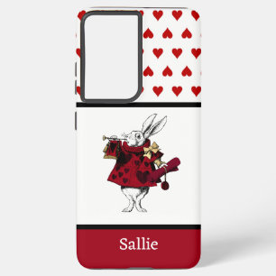 Alice in Wonderland Red Hearts and White Rabbit Samsung Galaxy Case