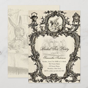 Alice in Wonderland Rococo Bridal Shower Tea Party Invitation