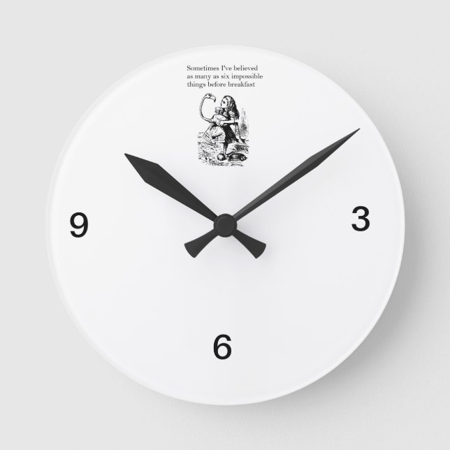 Alice in Wonderland, “Six Impossible Things” Round Clock (Front)