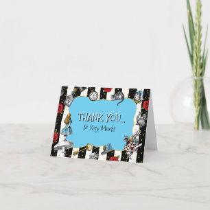 Alice in Wonderland Striped Blue Thank You Card