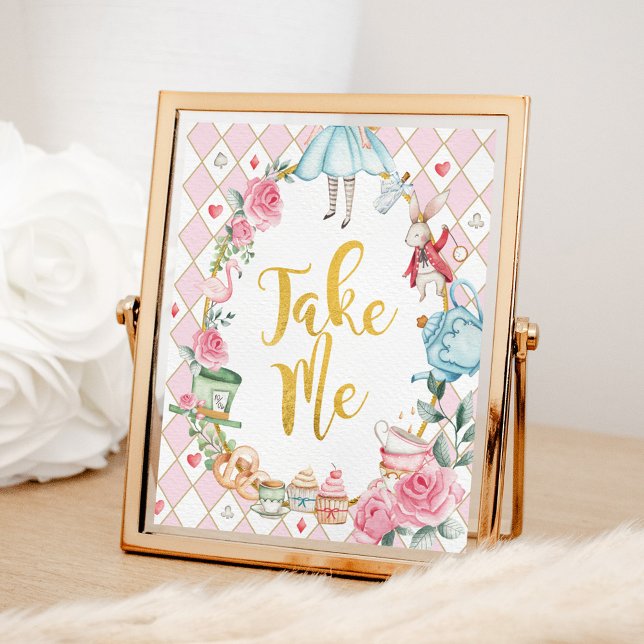 Alice in Wonderland TAKE ME Party Favours Sign (Creator Uploaded)