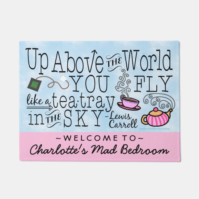 Alice in Wonderland Tea Carroll Quote Personalised Doormat (Front)