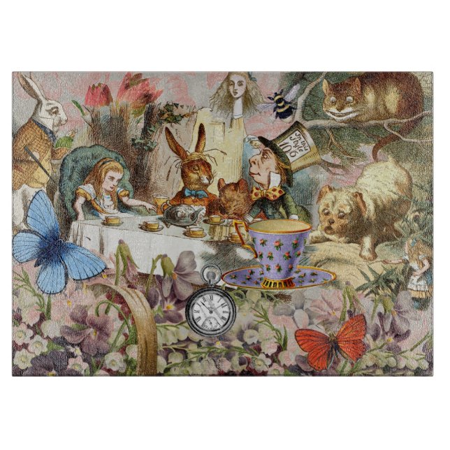 Alice in Wonderland Tea Party Art Cutting Board (Front)